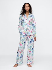 Gap White/Blue Floral Trouser Cotton Poplin Pyjama Bottoms - Image 1 of 4