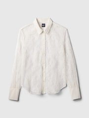 Gap White Sheer Lace Classic Shirt - Image 5 of 5