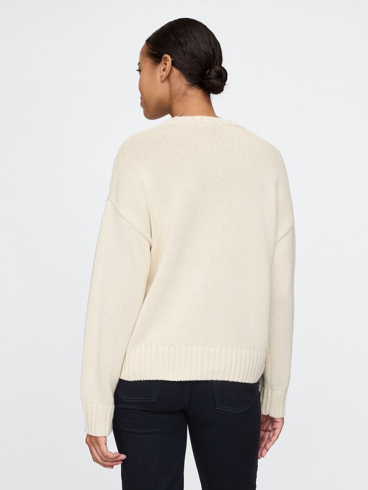 Gap Cream Soft Touch Cotton Crew Neck Jumper - Image 2 of 5