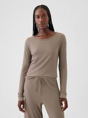Gap Brown Waffle Pyjama T-Shirt - Image 1 of 4