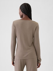 Gap Brown Waffle Pyjama T-Shirt - Image 2 of 4