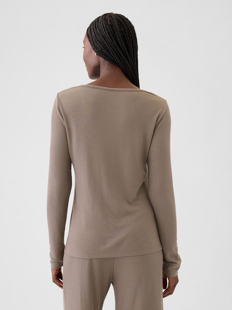 Gap Brown Waffle Pyjama T-Shirt - Image 2 of 4