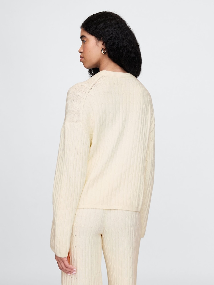 Gap Cream CashSoft Cable-Knit Jumper - Image 2 of 5