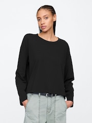 Schwarz - Gap favorite langärmliges Oversized-T-Shirt aus Baumwoll-Modal mit Rundhalsausschnitt - Bild 1 von 5