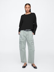 Schwarz - Gap favorite langärmliges Oversized-T-Shirt aus Baumwoll-Modal mit Rundhalsausschnitt - Bild 3 von 5