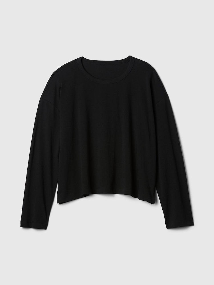 Schwarz - Gap favorite langärmliges Oversized-T-Shirt aus Baumwoll-Modal mit Rundhalsausschnitt - Bild 5 von 5 Schwarz - Gap favorite langärmliges Oversized-T-Shirt aus Baumwoll-Modal mit Rundhalsausschnitt - Bild 5 von 5