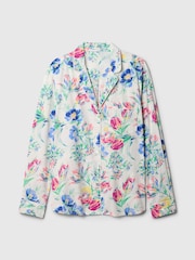 Gap White/Blue Floral Long Sleeve Poplin Pyjama Shirt - Image 4 of 5