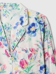 Gap White/Blue Floral Long Sleeve Poplin Pyjama Shirt - Image 5 of 5