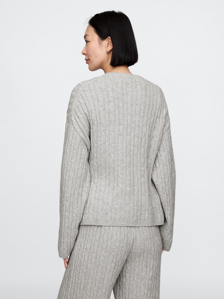 Gap Grey CashSoft Cable-Knit Jumper - Image 2 of 5 Gap Grey CashSoft Cable-Knit Jumper - Image 2 of 5