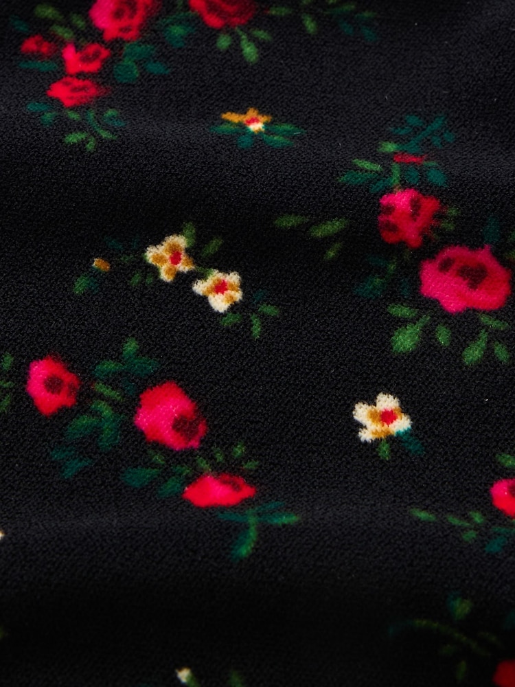 Gap Black Floral Velvet Square-Neck Cropped Top - Image 5 of 5