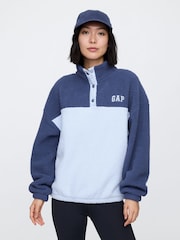 Gap Blue Half Snap Sherpa Fleece - Image 1 of 4