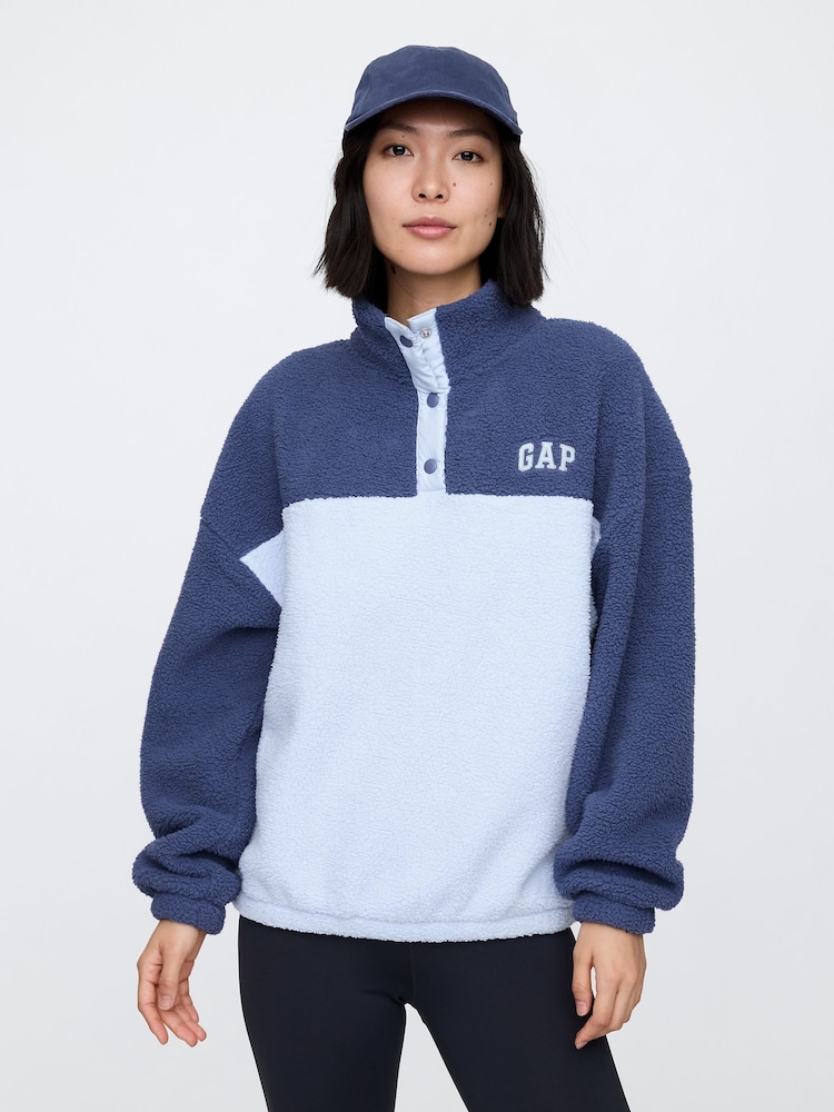 Gap Blue Half Snap Sherpa Fleece - Image 1 of 4
