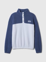 Gap Blue Half Snap Sherpa Fleece - Image 3 of 4