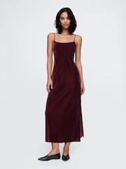 Gap Red Velvet Midi Slip Dress - Image 3 of 5