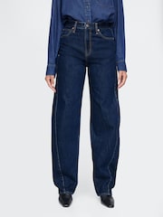 Gap Dark Indigo Blue High Waisted Barrel Jeans - Image 1 of 9