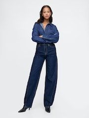 Gap Dark Indigo Blue High Waisted Barrel Jeans - Image 4 of 9