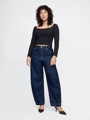 Gap Dark Indigo Blue High Waisted Barrel Jeans - Image 5 of 9