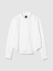 Gap White Organic Cotton Poplin Cropped Oversized Shirt - Image 1 of 4