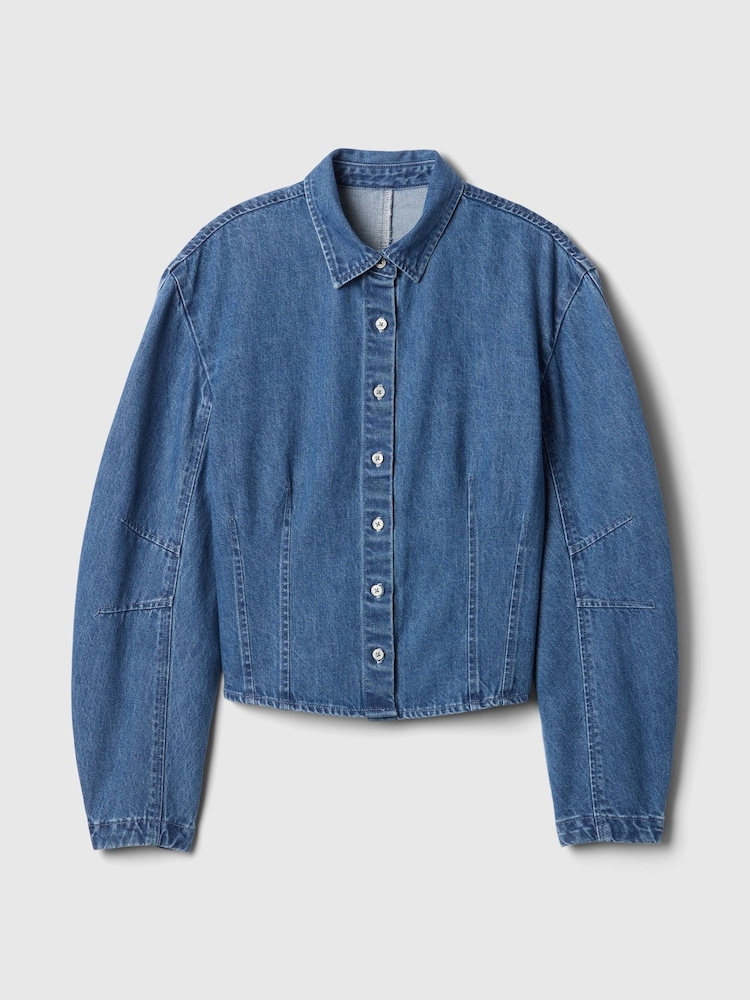 Gap Blue Barrel-Sleeve Denim Shirt - Image 5 of 5