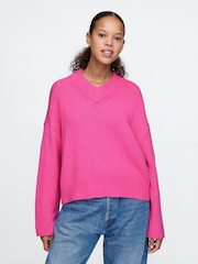 Rosa - Suéter oversize con cuello en pico de CashSoft de Gap - Imagen 1 de 5