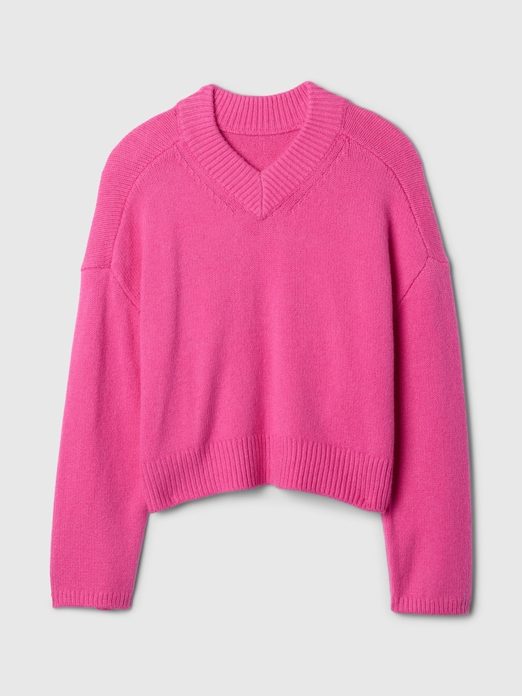 Rosa - Suéter oversize con cuello en pico de CashSoft de Gap - Imagen 5 de 5