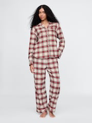 Gap Red Matching Family Christmas 100% Cotton Long Sleeve Flannel Pyjamas - Image 1 of 4