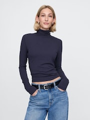 Gap Blue Featherweight Turtle Neck Long Sleeve Top - Image 1 of 4