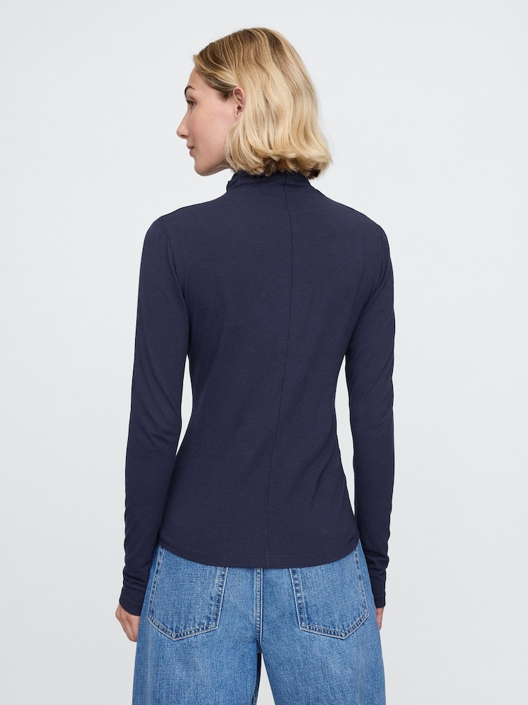 Gap Blue Featherweight Turtle Neck Long Sleeve Top - Image 2 of 4