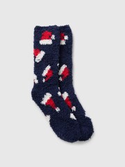 Gap Blue Santa Hat Adults Cosy Fluffy Christmas Socks - Image 1 of 1
