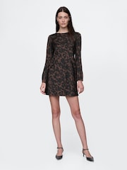 Gap Brown Leopard Print Satin Mini Dress - Image 1 of 5