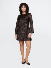 Gap Brown Leopard Print Satin Mini Dress - Image 4 of 5
