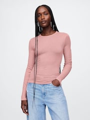 Rosa - Camiseta moderna de manga larga y cuello redondo de Gap - Imagen 1 de 5