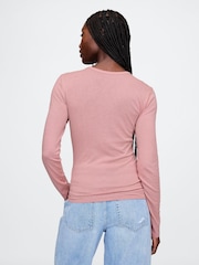 Rosa - Camiseta moderna de manga larga y cuello redondo de Gap - Imagen 2 de 5