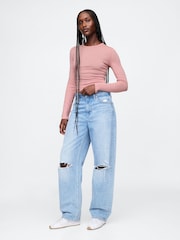 Rosa - Camiseta moderna de manga larga y cuello redondo de Gap - Imagen 3 de 5
