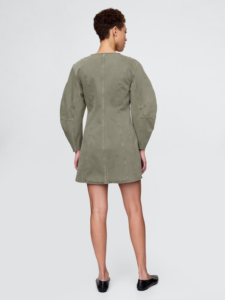 Gap Green Barrel Long Sleeve 100% Cotton V-Neck Shirt Dress - Image 2 of 7 Gap Green Barrel Long Sleeve 100% Cotton V-Neck Shirt Dress - Image 2 of 7