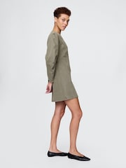 Gap Green Barrel Long Sleeve 100% Cotton V-Neck Shirt Dress - Image 3 of 7