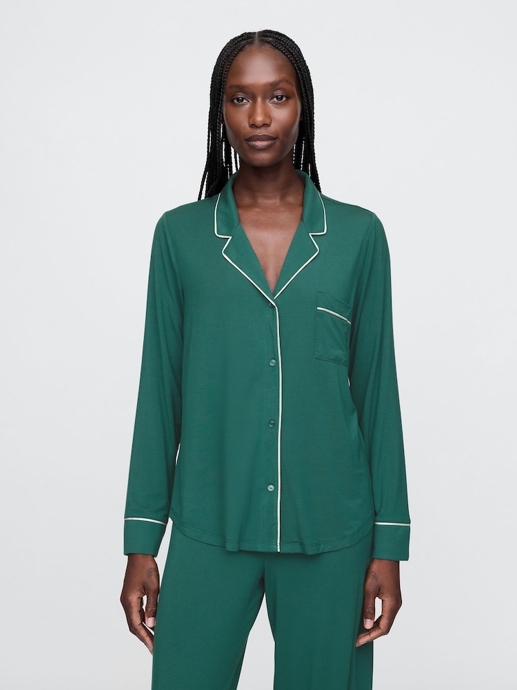 Gap Green Modal Long Sleeve Pyjama Shirt - Image 1 of 4