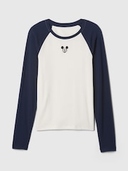 Marineblau, Mickey Mouse - Gap – Disney T-Shirt mit langen Raglan-Ärmeln - Bild 5 von 5