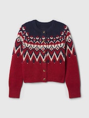 Gap Red Brushed Fair Isle Cropped Cardigan - Image 4 of 5