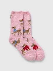 Gap Pink Dog Adults Cosy Fluffy Socks - Image 1 of 1