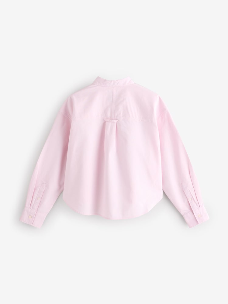 Gap Pink Organic Cotton Poplin Cropped Oversized Shirt - Image 2 of 4