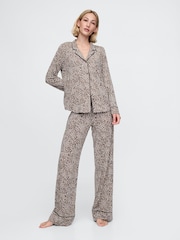 Gap Brown Leopard Print Modal Pyjama Bottoms - Image 1 of 4
