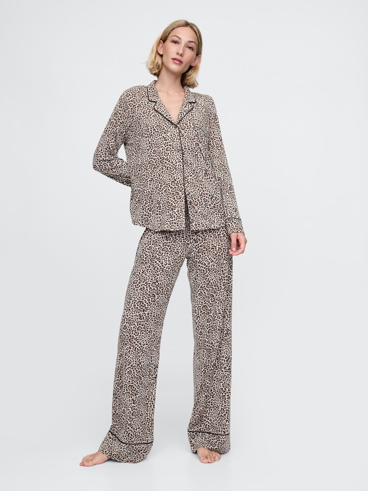 Gap Brown Leopard Print Modal Pyjama Bottoms - Image 1 of 4