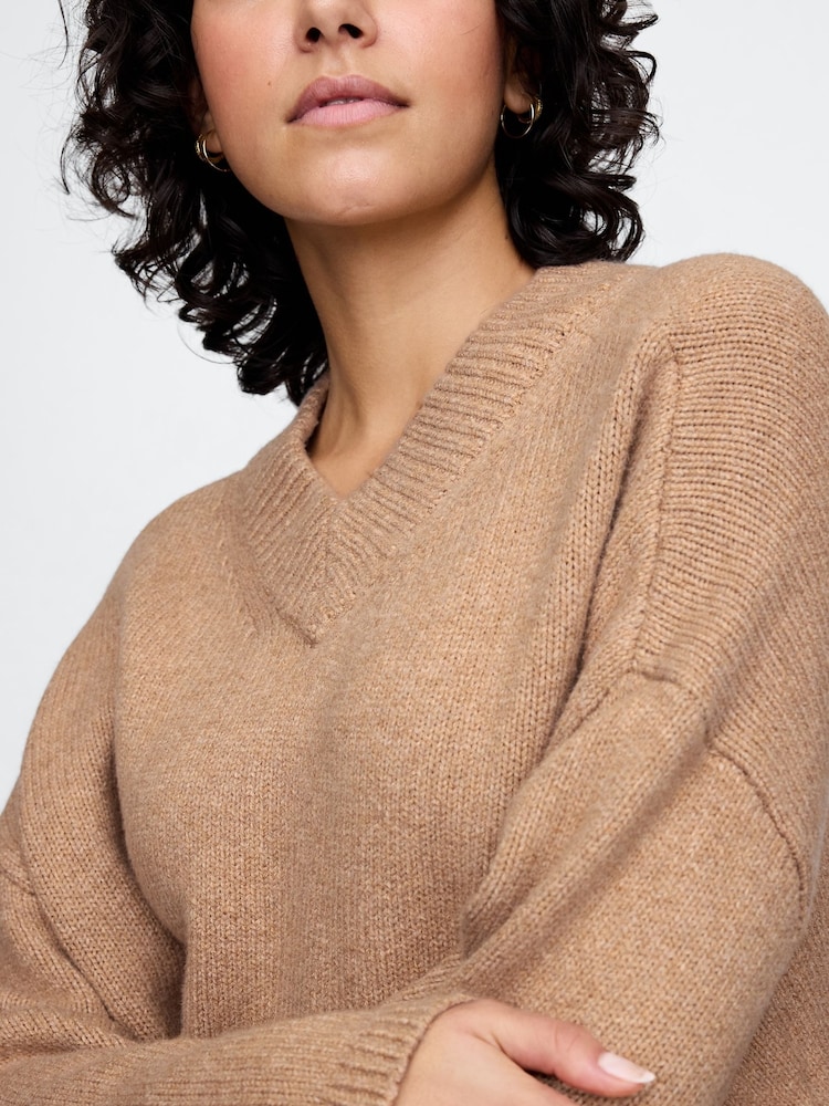 Bruin - Gap CashSoft oversized V-hals trui - Image 4 of 5