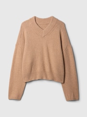 Marrón - Suéter oversize con cuello en pico de CashSoft de Gap - Imagen 5 de 5