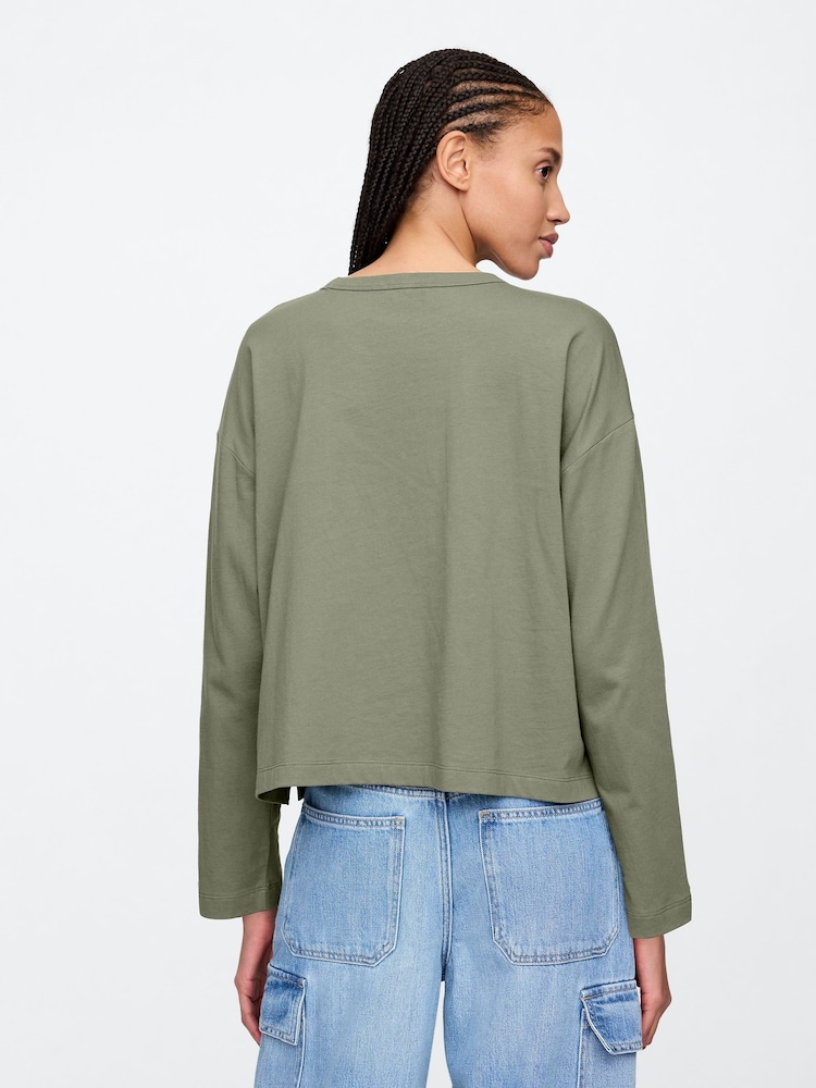 Grün - Gap favorite langärmliges Oversized-T-Shirt aus Baumwoll-Modal mit Rundhalsausschnitt - Bild 2 von 5