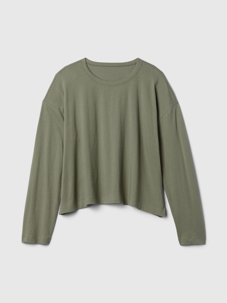 Grün - Gap favorite langärmliges Oversized-T-Shirt aus Baumwoll-Modal mit Rundhalsausschnitt - Bild 5 von 5 Grün - Gap favorite langärmliges Oversized-T-Shirt aus Baumwoll-Modal mit Rundhalsausschnitt - Bild 5 von 5