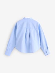 Gap Blue Organic Cotton Poplin Cropped Oversized Shirt - Image 2 of 4