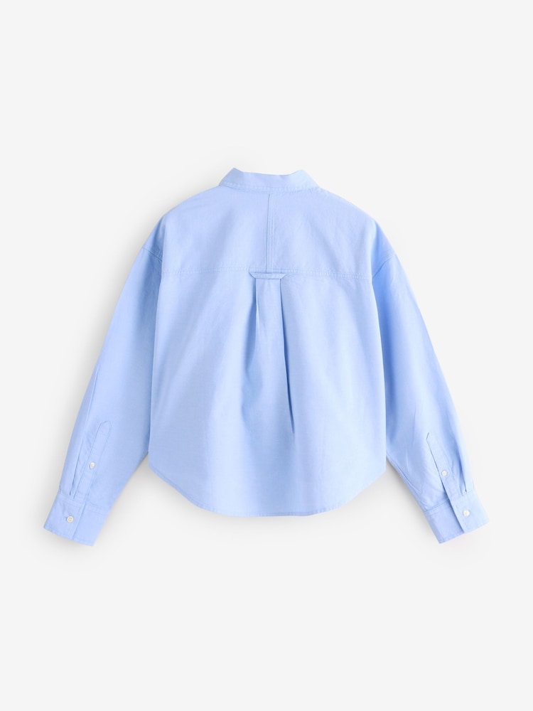 Gap Blue Poplin Cropped Oversized Shirt - Image 2 of 4 Gap Blue Poplin Cropped Oversized Shirt - Image 2 of 4