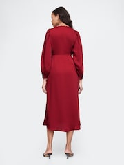 Gap Red Satin Empire Midi Dress - Image 3 of 5